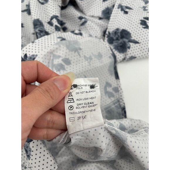 Eight X Floral Polka Dot Slim Fit Long Sleeve Button Up Shirt Classic White - Picture 5 of 8